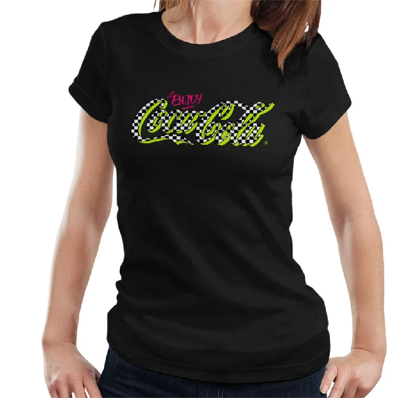 Coca Cola Retro Checkboard Logo Women's T-Shirt Jersey Fabric Tulle Fabric Batik Fabric Coca Cola Retro Checkboard Logo Women's T-Shirt Jersey Fabric Tulle Fabric Batik Fabric
