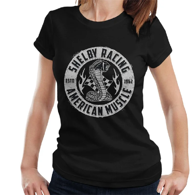 Shelby Racing American Muscle Logo Women's T-Shirt Solid Print Embellished