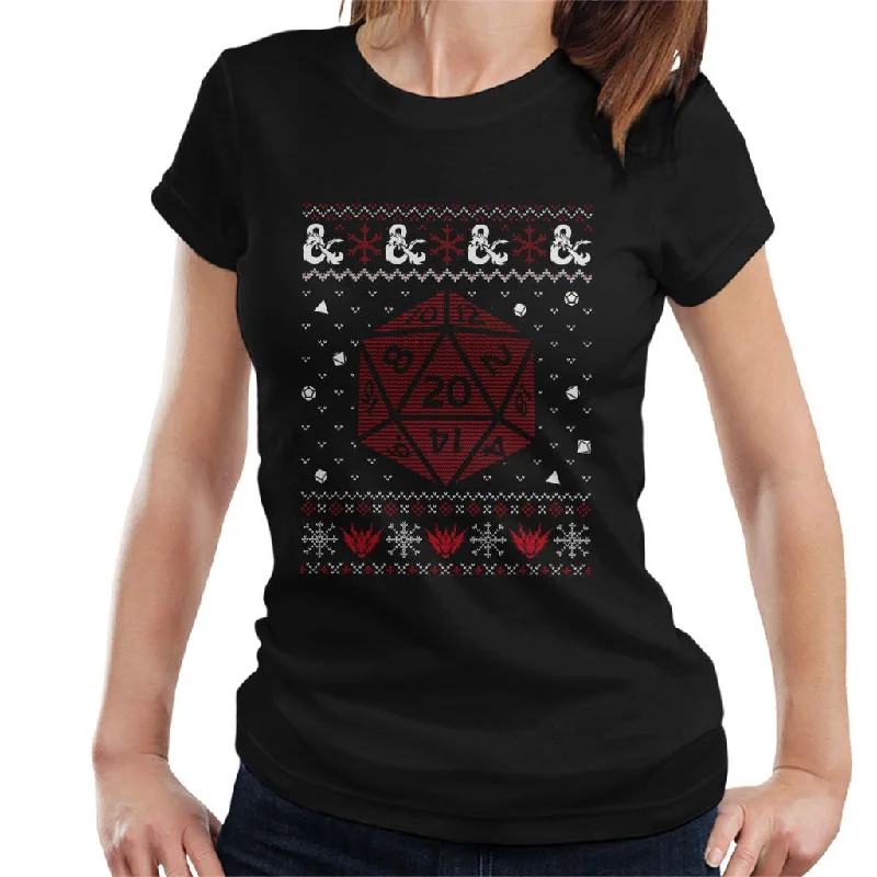 Dungeons & Dragons Christmas Dice Women's T-Shirt Houndstooth Herringbone Solid
