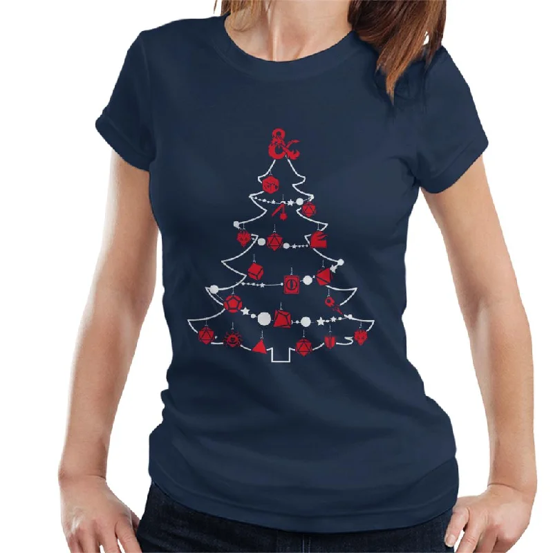 Dungeons & Dragons Christmas Tree Dice Baubles Women's T-Shirt Print Jacquard Patchwork Dungeons & Dragons Christmas Tree Dice Baubles Women's T-Shirt Print Jacquard Patchwork