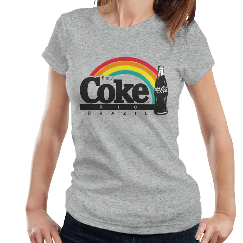 Coca Cola Rio Brazil Women's T-Shirt Notch Collar Peter Pan Collar Cowl Neck