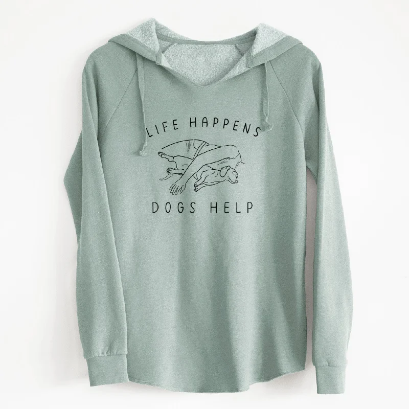 Life Happens Dogs Help - Dachshund - Cali Wave Hooded Sweatshirt Hoodie with High Neck Warm Protective Life Happens Dogs Help - Dachshund - Cali Wave Hooded Sweatshirt Hoodie with High Neck Warm Protective