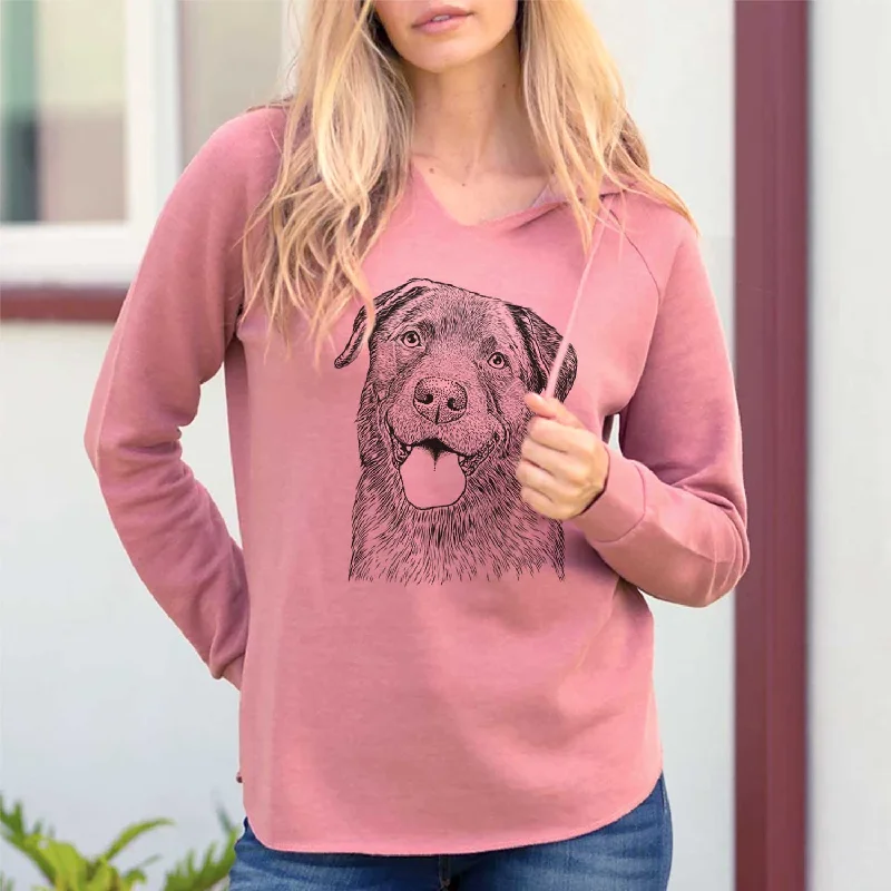 Gonzo the Chocolate Lab - Cali Wave Hooded Sweatshirt Hoodie with Hem Frayed Vintage Worn Gonzo the Chocolate Lab - Cali Wave Hooded Sweatshirt Hoodie with Hem Frayed Vintage Worn