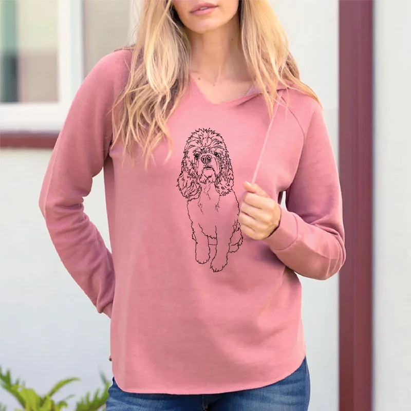 Doodled Dany the Cocker Spaniel - Cali Wave Hooded Sweatshirt Hoodie with Strings Custom Fit Adjustable Doodled Dany the Cocker Spaniel - Cali Wave Hooded Sweatshirt Hoodie with Strings Custom Fit Adjustable