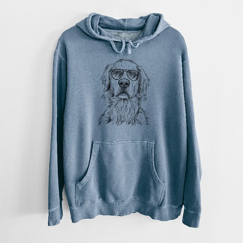 Aviator Jake aroni the Golden Retriever - Unisex Pigment Dyed Hoodie Hoodie with Print Artistic Unique