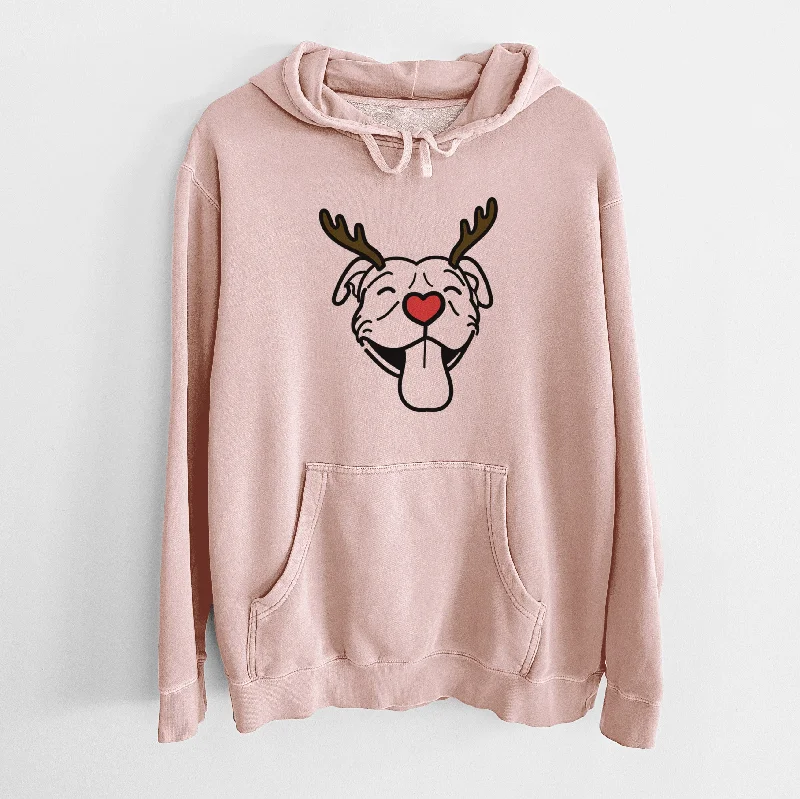 Red Nose Pitbull - Louie - Unisex Pigment Dyed Hoodie Hoodie with Hem Embroidery Detailed Premium Red Nose Pitbull - Louie - Unisex Pigment Dyed Hoodie Hoodie with Hem Embroidery Detailed Premium