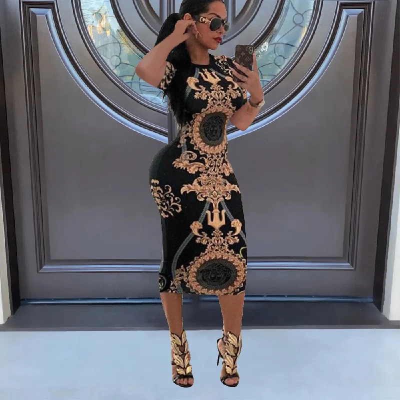 Summer Elegant Short Sleeve Women Party Dress Geometric Print Fashion Sexy Slim Midi Pencil Evening Bodycon Dresses Robe Tunics Polka dots Summer Elegant Short Sleeve Women Party Dress Geometric Print Fashion Sexy Slim Midi Pencil Evening Bodycon Dresses Robe Tunics Polka dots