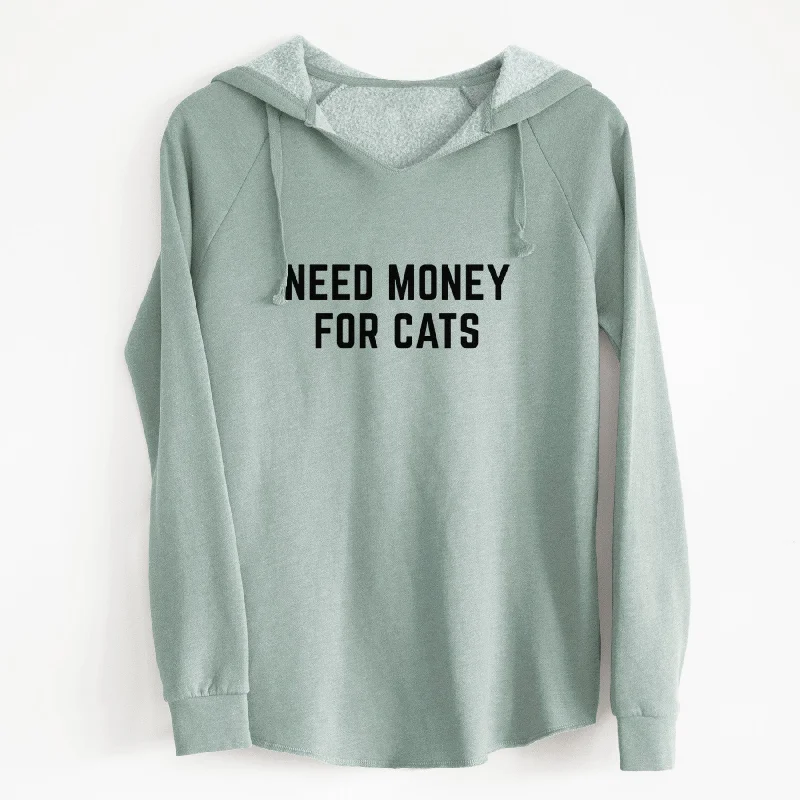 Need Money for Cats - Cali Wave Hooded Sweatshirt Hoodie with Batwing Sleeves Loose Dramatic Need Money for Cats - Cali Wave Hooded Sweatshirt Hoodie with Batwing Sleeves Loose Dramatic