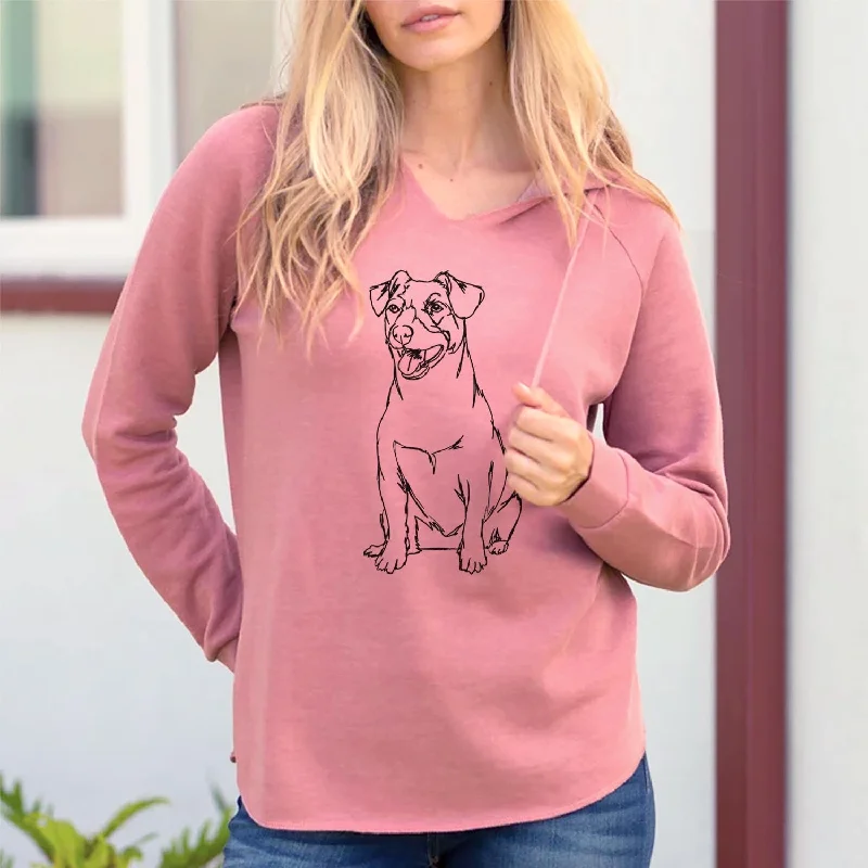 Doodled Jack Russell - Cali Wave Hooded Sweatshirt Hoodie with Emblem Brand Identity Doodled Jack Russell - Cali Wave Hooded Sweatshirt Hoodie with Emblem Brand Identity