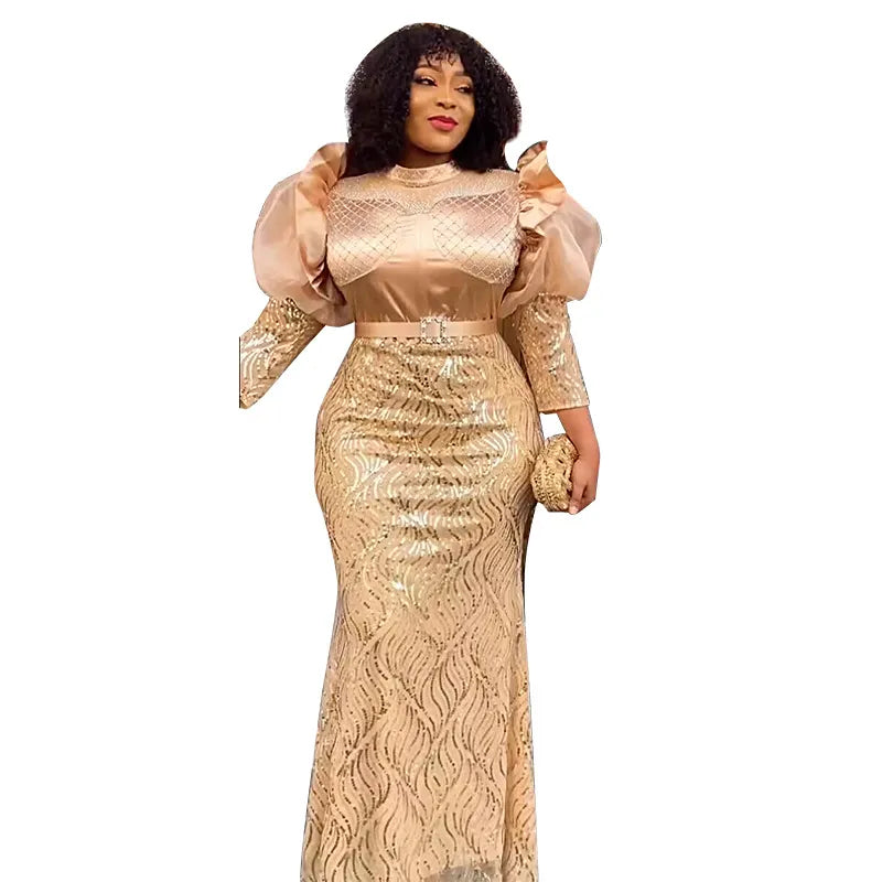African Wedding Party Dresses for Women Autumn African 3/4 Sleeve O-neck Polyester Long Dress African Robes Christmas Dress Crew Neckline Sporty African Wedding Party Dresses for Women Autumn African 3/4 Sleeve O-neck Polyester Long Dress African Robes Christmas Dress Crew Neckline Sporty