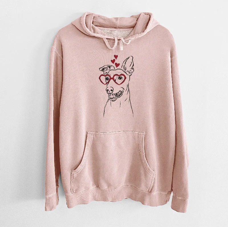 Valentine Frosty the Greyhound the Greyhound - Unisex Pigment Dyed Hoodie Hoodie with Crew Neck Simple Timeless Valentine Frosty the Greyhound the Greyhound - Unisex Pigment Dyed Hoodie Hoodie with Crew Neck Simple Timeless