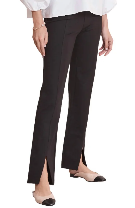 Margie Ponte Pants In Black Comfy Zip-Up Pants