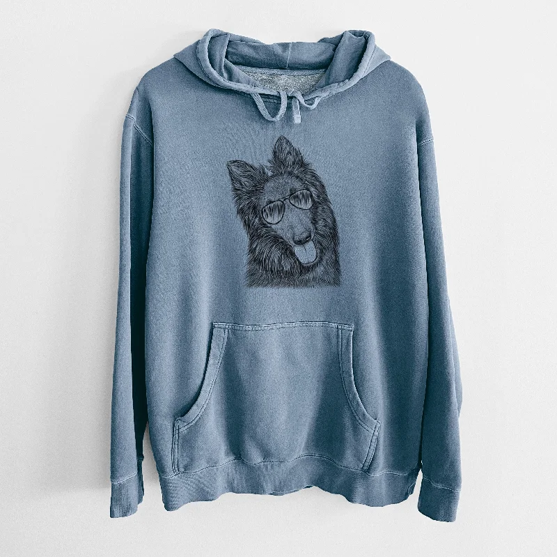 Aviator Jaxx the Belgian Tervuren - Unisex Pigment Dyed Hoodie Hoodie with Hem Fringe Bohemian Relaxed Aviator Jaxx the Belgian Tervuren - Unisex Pigment Dyed Hoodie Hoodie with Hem Fringe Bohemian Relaxed