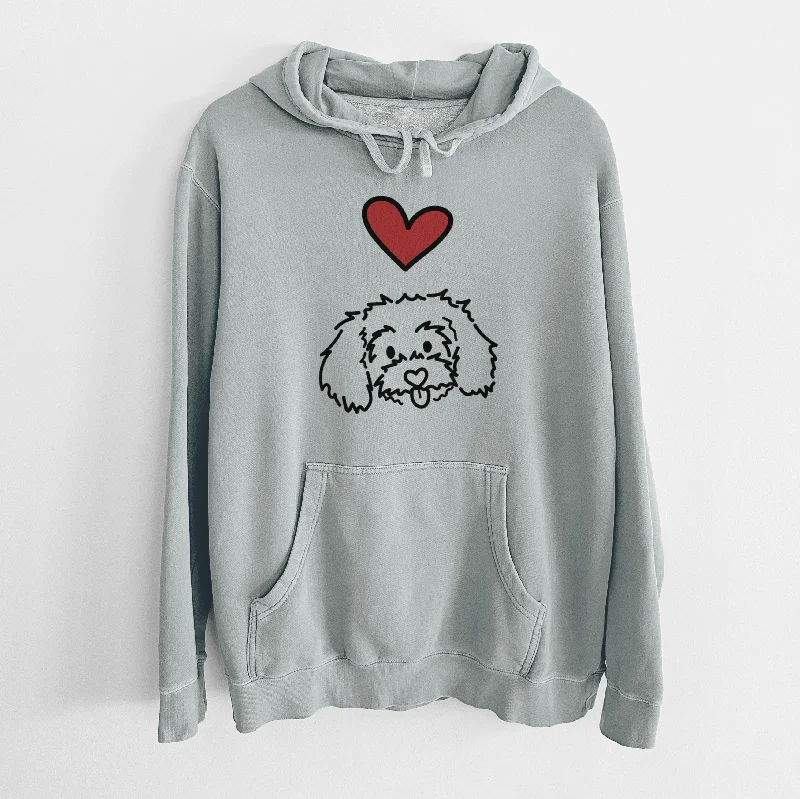 Love Always Maltipoo - Holly - Unisex Pigment Dyed Hoodie Hoodie with Velcro Closure Adjustable Secure Love Always Maltipoo - Holly - Unisex Pigment Dyed Hoodie Hoodie with Velcro Closure Adjustable Secure