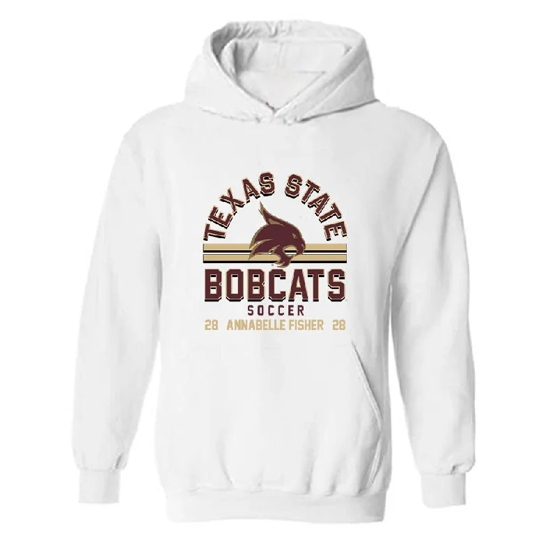 Texas State - NCAA Women's Soccer : Annabelle Fisher - Classic Fashion Shersey Hooded Sweatshirt Hoodie with Thumb Holes Functional Cozy