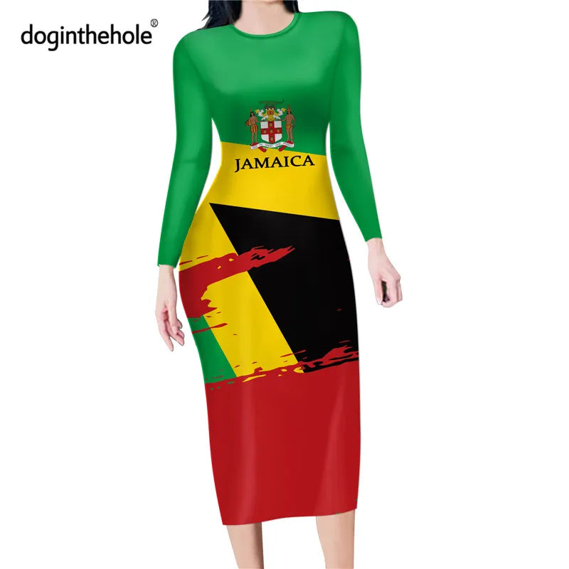 Doginthehole Jamaica Flag Printed Women Bodycon Dress Autumn Sexy Long Sleeve Pencil Party Dress Casual Winter Female Clothing Tunics Fall fleece Doginthehole Jamaica Flag Printed Women Bodycon Dress Autumn Sexy Long Sleeve Pencil Party Dress Casual Winter Female Clothing Tunics Fall fleece