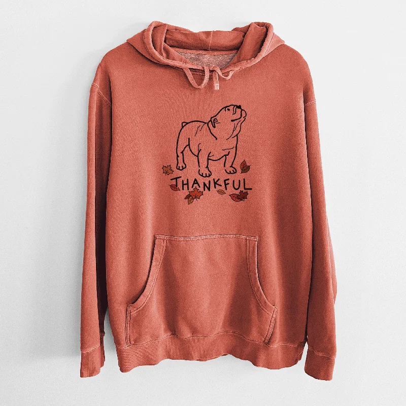 Thankful English Bulldog - Bruno - Unisex Pigment Dyed Hoodie Hoodie with Side Slits Relaxed Casual Thankful English Bulldog - Bruno - Unisex Pigment Dyed Hoodie Hoodie with Side Slits Relaxed Casual