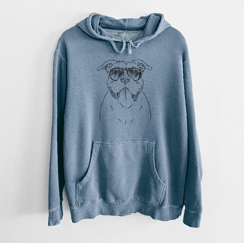 Aviator Nacho the American Bully - Unisex Pigment Dyed Hoodie Hoodie with Hood Adjustable Protection