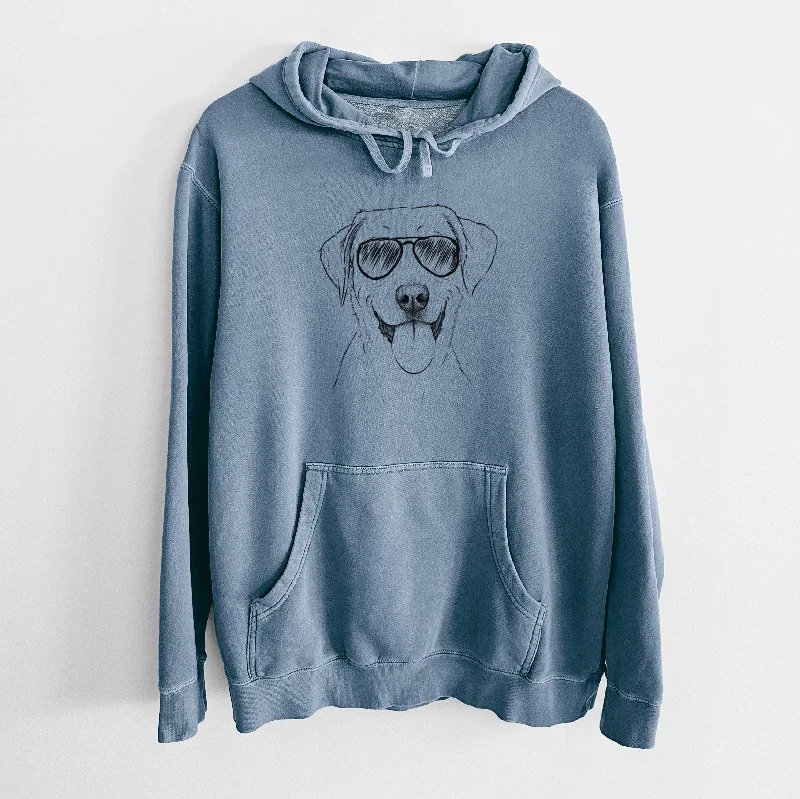 Aviator Daisy the Labrador Retriever - Unisex Pigment Dyed Hoodie Hoodie with Elastic Cuffs Stretchable Comfortable Aviator Daisy the Labrador Retriever - Unisex Pigment Dyed Hoodie Hoodie with Elastic Cuffs Stretchable Comfortable
