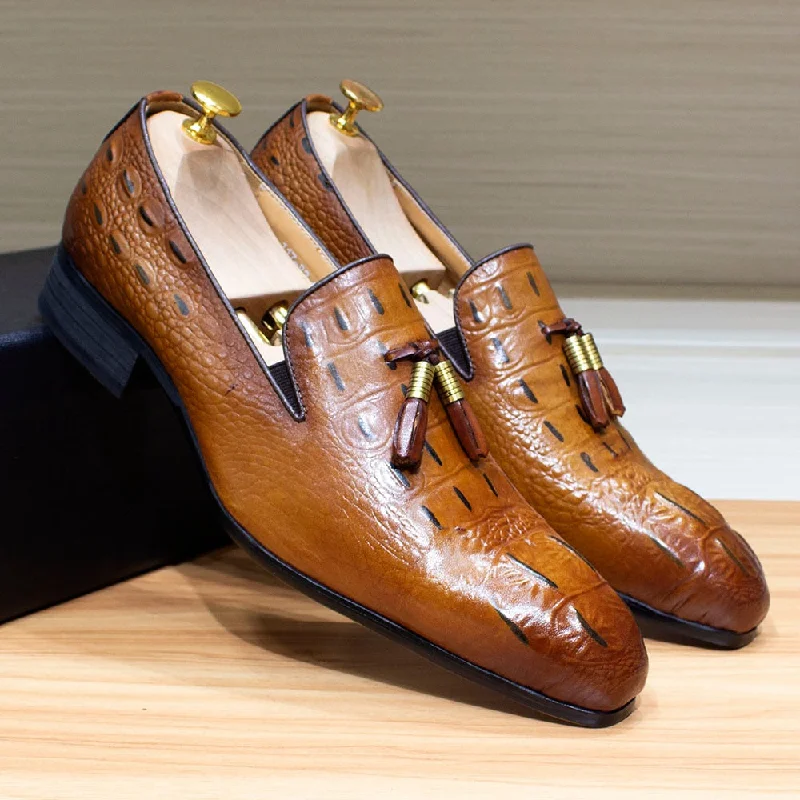 Luxury Mens Tassel Loafer Genuine Leather Dress Shoes Crocodile Prints Casual Business Slip-On Wedding Party Dress Shoes for Men Tunics Sale discount Luxury Mens Tassel Loafer Genuine Leather Dress Shoes Crocodile Prints Casual Business Slip-On Wedding Party Dress Shoes for Men Tunics Sale discount