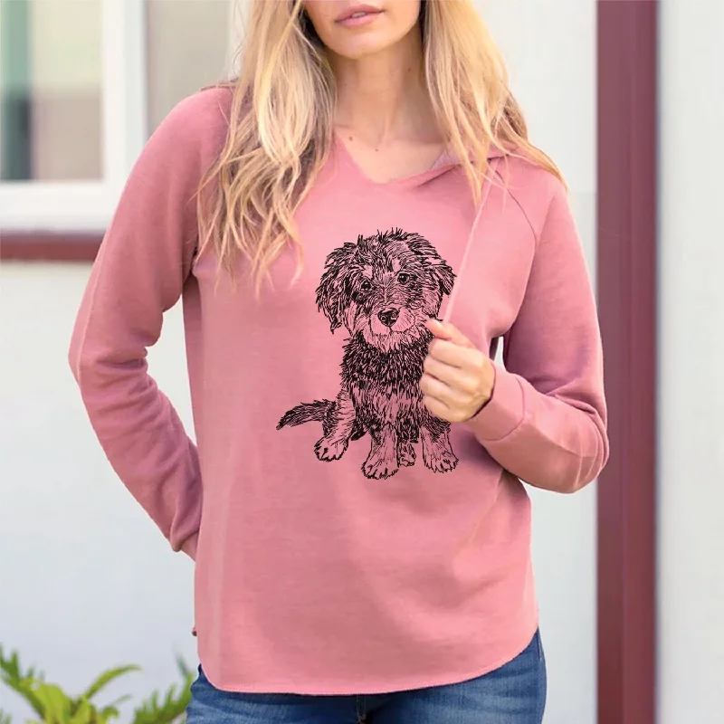 Doodled Remy the Bernedoodle - Cali Wave Hooded Sweatshirt Hoodie with Print Artistic Unique Doodled Remy the Bernedoodle - Cali Wave Hooded Sweatshirt Hoodie with Print Artistic Unique