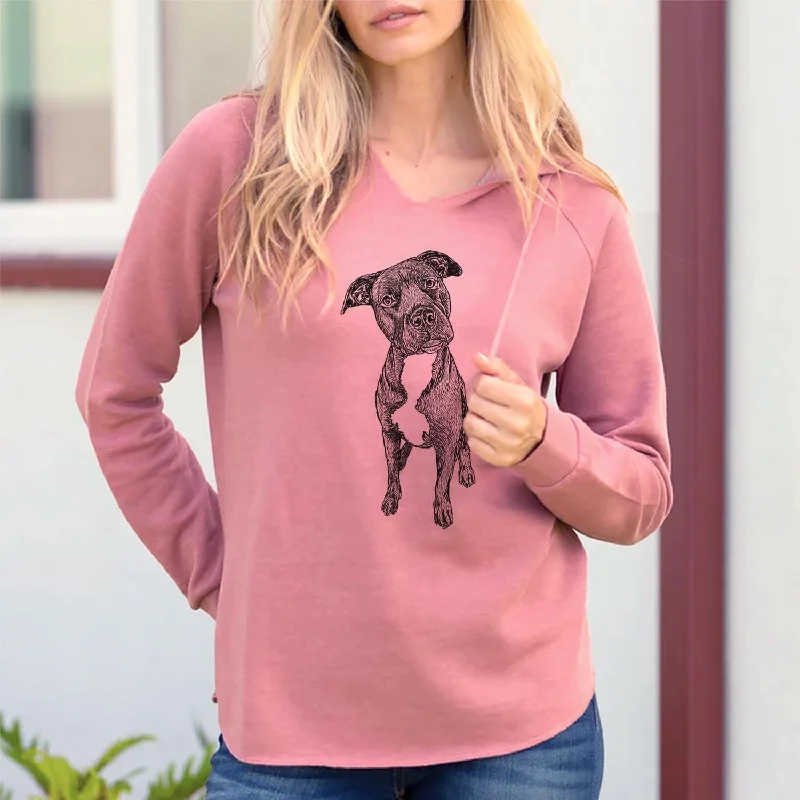 Doodled Kaya the Pitbull Mix - Cali Wave Hooded Sweatshirt Hoodie with Fur Luxurious Winter Doodled Kaya the Pitbull Mix - Cali Wave Hooded Sweatshirt Hoodie with Fur Luxurious Winter