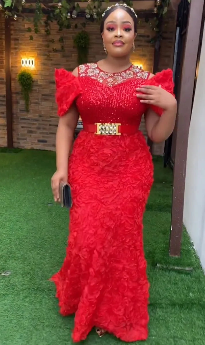 Summer African Wedding Party Dresses for Women Elegant African Short Sleeve O-neck Red White Green Long Dress Maxi Dress L-3XL Tunics Luxurious premium Summer African Wedding Party Dresses for Women Elegant African Short Sleeve O-neck Red White Green Long Dress Maxi Dress L-3XL Tunics Luxurious premium