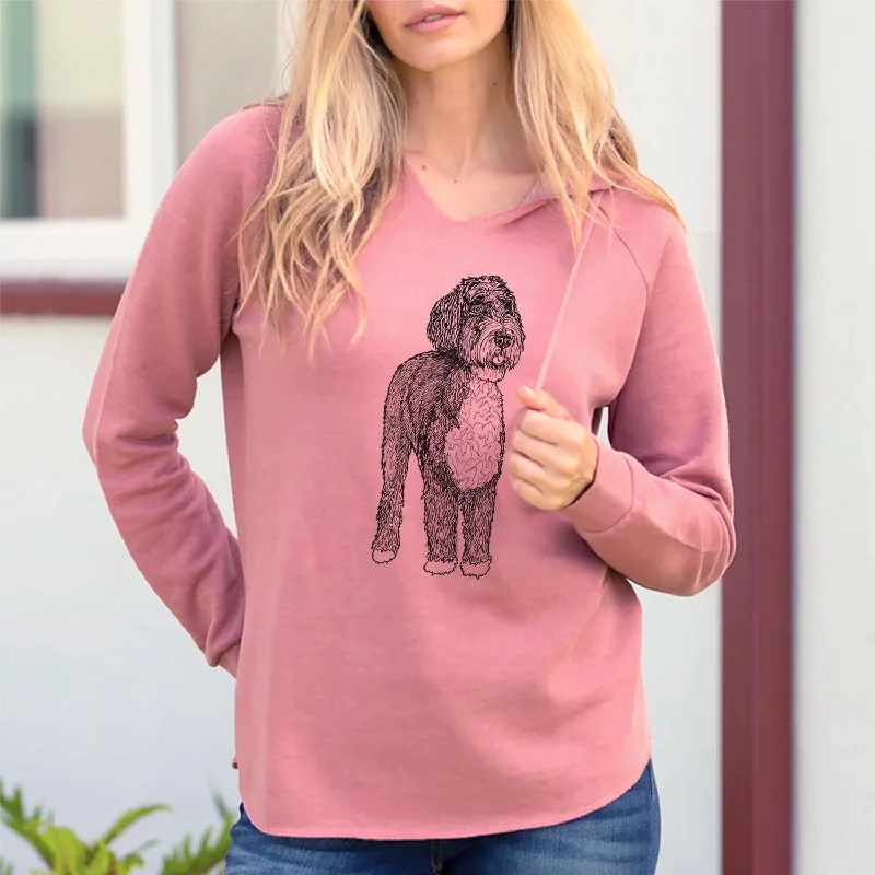 Doodled Finn the Bernedoodle - Cali Wave Hooded Sweatshirt Hoodie with Ribbed Cuffs Snug Fit Comfort Doodled Finn the Bernedoodle - Cali Wave Hooded Sweatshirt Hoodie with Ribbed Cuffs Snug Fit Comfort