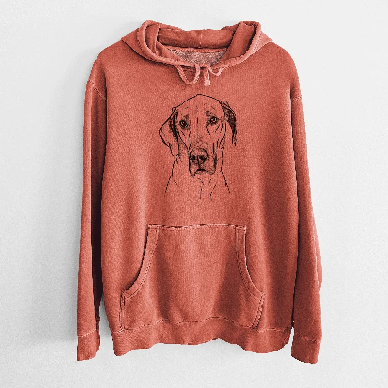 Bare Gracie the Great Dane - Unisex Pigment Dyed Hoodie Hoodie with Pocket Utility Practical Bare Gracie the Great Dane - Unisex Pigment Dyed Hoodie Hoodie with Pocket Utility Practical