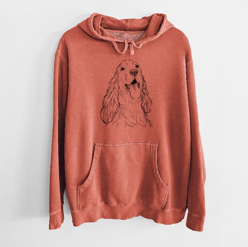 Bare Happy Henry the English Cocker Spaniel - Unisex Pigment Dyed Hoodie Hoodie with Mesh Breathable Sporty Bare Happy Henry the English Cocker Spaniel - Unisex Pigment Dyed Hoodie Hoodie with Mesh Breathable Sporty