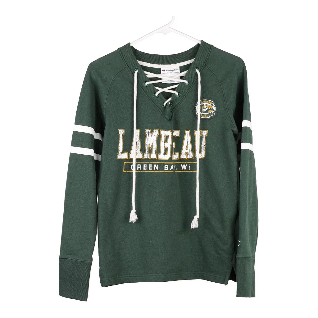 Lambeau Champion Sweatshirt - Small Green Cotton Blend Hoodie with Embroidery Detailed Premium Lambeau Champion Sweatshirt - Small Green Cotton Blend Hoodie with Embroidery Detailed Premium