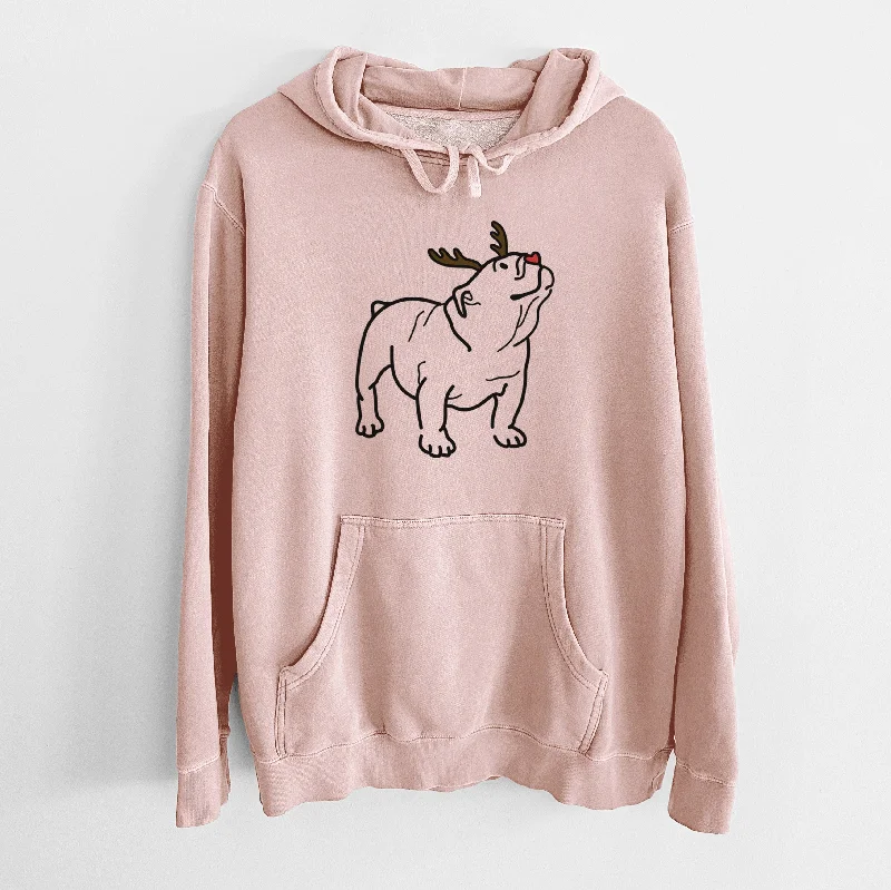 Red Nose English Bulldog - Bruno - Unisex Pigment Dyed Hoodie Hoodie with Front Slit Layering Stylish Red Nose English Bulldog - Bruno - Unisex Pigment Dyed Hoodie Hoodie with Front Slit Layering Stylish