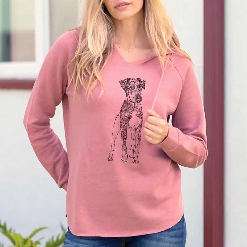 Doodled Bane the Catahoula - Cali Wave Hooded Sweatshirt Hoodie with Pattern Geometric Abstract Doodled Bane the Catahoula - Cali Wave Hooded Sweatshirt Hoodie with Pattern Geometric Abstract