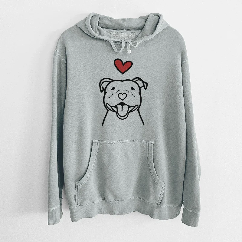 Love Always Happy American Staffordshire Terrier - Unisex Pigment Dyed Hoodie Hoodie with Typography Text Message Love Always Happy American Staffordshire Terrier - Unisex Pigment Dyed Hoodie Hoodie with Typography Text Message