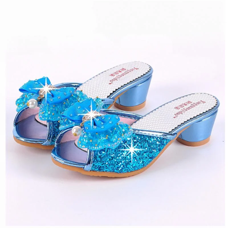 Girls Summer Sandals Slipper Sequined Princesse Children High Heel Party Dress Shoes Leather Slipper For Kids Slides Tunics Versatile functional Girls Summer Sandals Slipper Sequined Princesse Children High Heel Party Dress Shoes Leather Slipper For Kids Slides Tunics Versatile functional