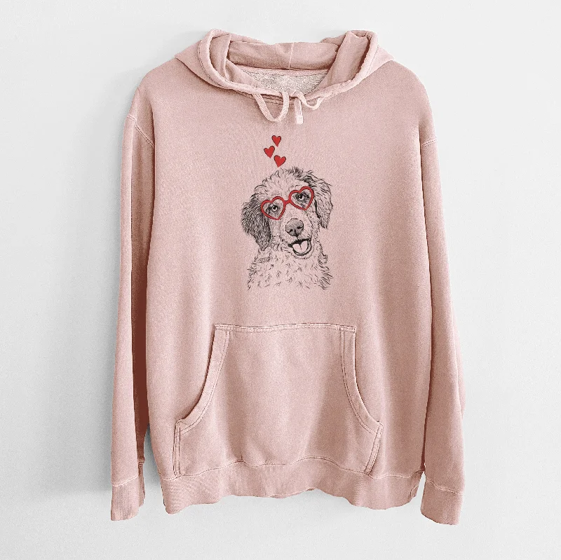 Valentine Hoge the Aussiedoodle - Unisex Pigment Dyed Hoodie Hoodie with Exposed Zipper Edgy Industrial Valentine Hoge the Aussiedoodle - Unisex Pigment Dyed Hoodie Hoodie with Exposed Zipper Edgy Industrial