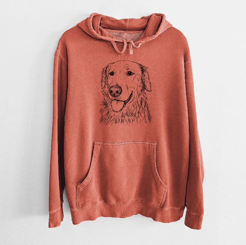 Bare Hopper the Golden Retriever - Unisex Pigment Dyed Hoodie Hoodie with Stripes Bold Sporty