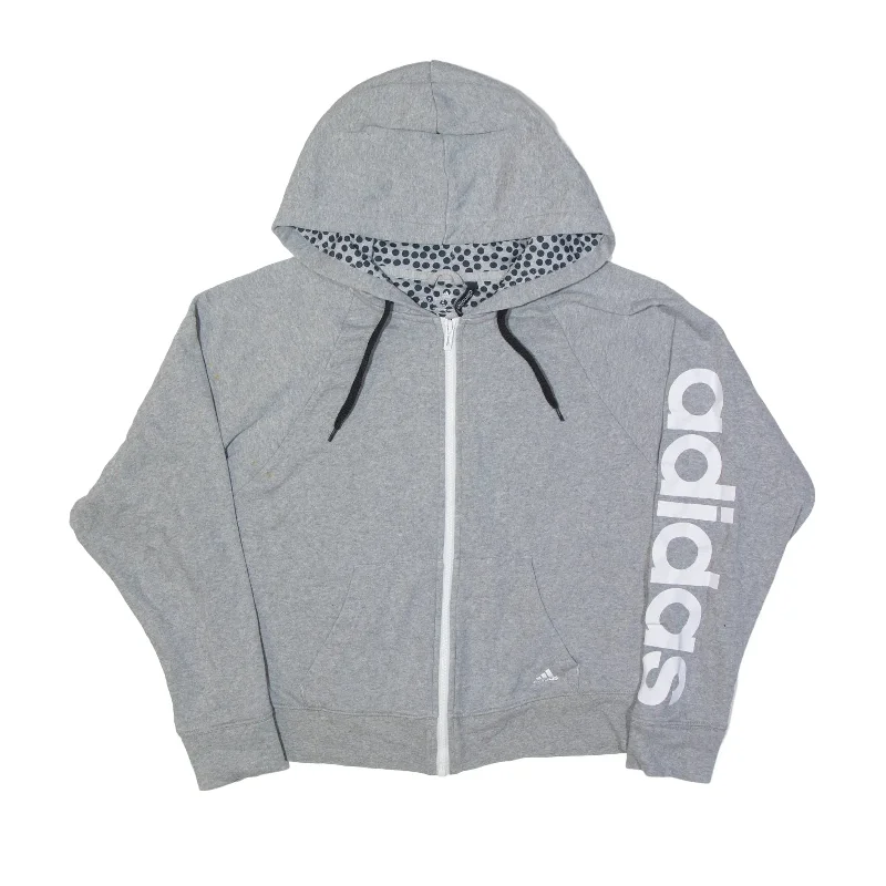 ADIDAS Cropped Hoodie Grey Full Zip Womens M Hoodie with Double Zipper Versatile Adjustable ADIDAS Cropped Hoodie Grey Full Zip Womens M Hoodie with Double Zipper Versatile Adjustable