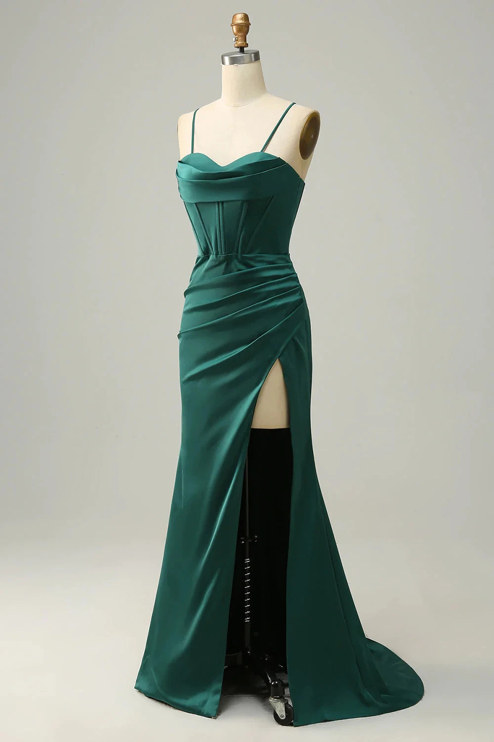 TAVIMART  -  Elegant Vintage Green Blue Prom Gown with Spaghetti Straps Leg Split  Evening Party Dress Outfit for Women Wedding Guest Tunics Top Casual