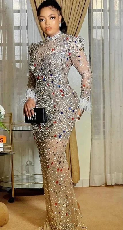 Luxury Mesh Crystals Long Party Dresses For Women Sexy Rhinestones Birthday Night Clubwear Maxi Dress Celebrities Stage Outfits Tunics Handmade artisanal Luxury Mesh Crystals Long Party Dresses For Women Sexy Rhinestones Birthday Night Clubwear Maxi Dress Celebrities Stage Outfits Tunics Handmade artisanal