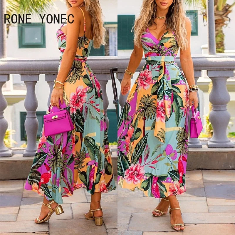 Women Elegant Sexy Spaghetti Straps Floral Print Deep V Neck Maxi Sexy Casual Party Dresses Sequined Elegant Party Women Elegant Sexy Spaghetti Straps Floral Print Deep V Neck Maxi Sexy Casual Party Dresses Sequined Elegant Party