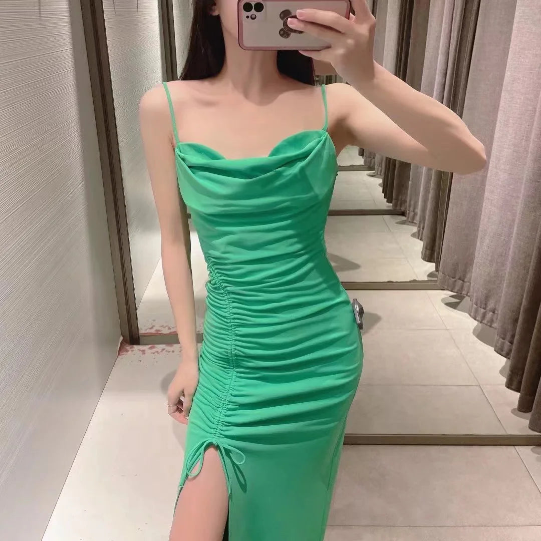 Woman Sexy Slip Dress Drawstring 2022 New Elegant Sleeveless Back Zipper Party Dress Female Fashion Boatneck Modish Everyday Woman Sexy Slip Dress Drawstring 2022 New Elegant Sleeveless Back Zipper Party Dress Female Fashion Boatneck Modish Everyday