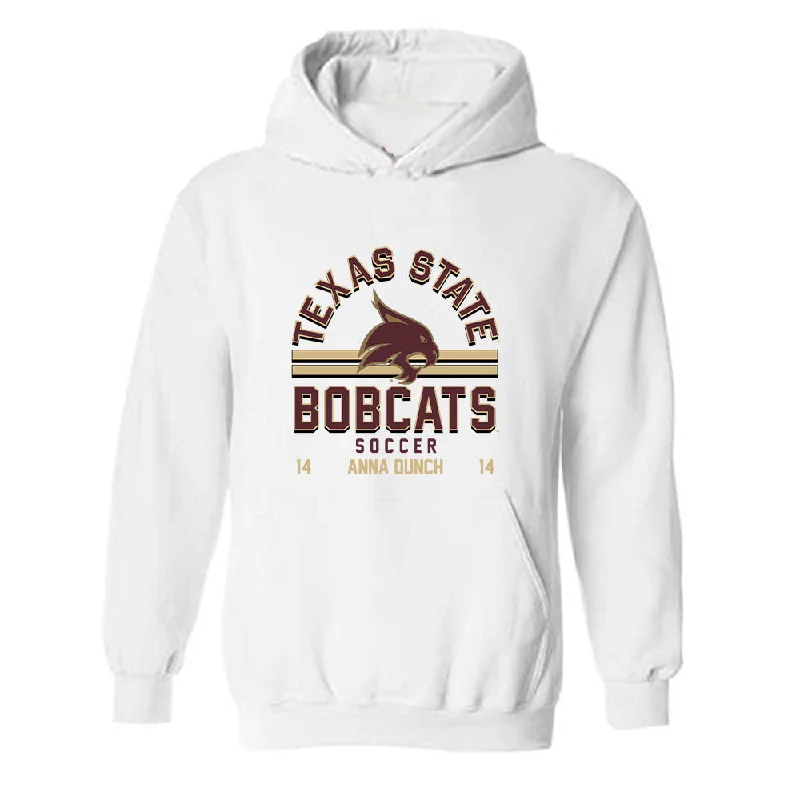 Texas State - NCAA Women's Soccer : Anna Dunch - Classic Fashion Shersey Hooded Sweatshirt Hoodie with Button Classic Timeless