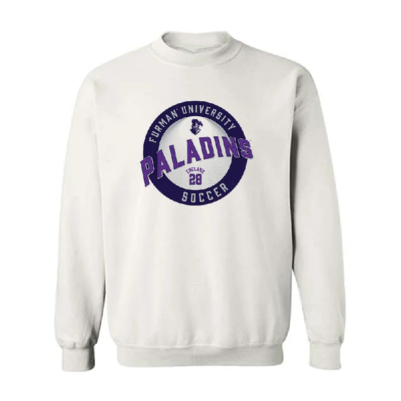 Furman - NCAA Women's Soccer : Alyssa England - Classic Fashion Shersey Crewneck Sweatshirt Hoodie with Hem Lace Feminine Delicate Furman - NCAA Women's Soccer : Alyssa England - Classic Fashion Shersey Crewneck Sweatshirt Hoodie with Hem Lace Feminine Delicate
