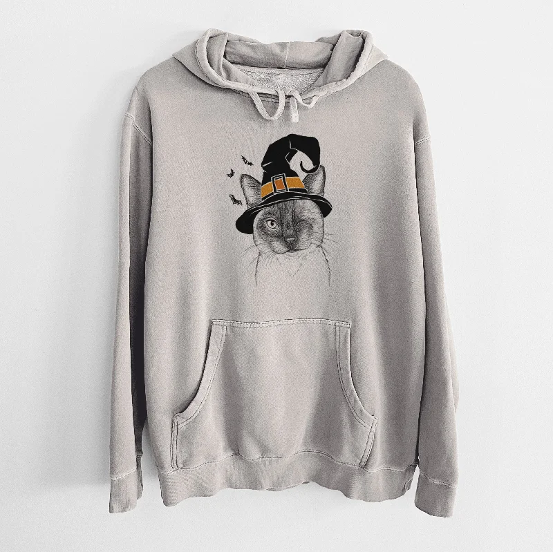 Witch Hoggle the Siamese Cat - Unisex Pigment Dyed Hoodie Hoodie with Ribbed Cuffs Snug Fit Comfort Witch Hoggle the Siamese Cat - Unisex Pigment Dyed Hoodie Hoodie with Ribbed Cuffs Snug Fit Comfort