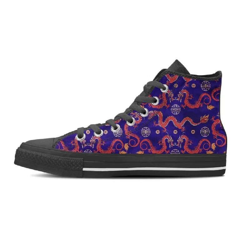Blue Chinese Dragon Hoodie Women's High Top Shoes Hoodie with Monochrome Minimalist Simple Blue Chinese Dragon Hoodie Women's High Top Shoes Hoodie with Monochrome Minimalist Simple