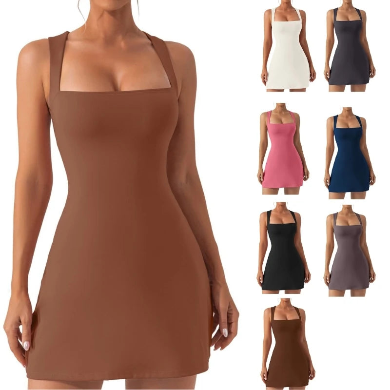 Sexy Flare Mini Dress Womens Summer Fashion Square Neck Sleeveless Party Dress Drop Shipping Tunics Sophisticated sleek Sexy Flare Mini Dress Womens Summer Fashion Square Neck Sleeveless Party Dress Drop Shipping Tunics Sophisticated sleek