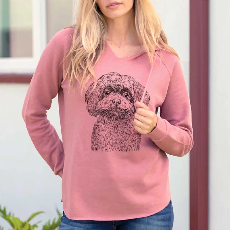 Stella the Shih Tzu Mix - Cali Wave Hooded Sweatshirt Hoodie with Hem Contrast Bold Stylish Stella the Shih Tzu Mix - Cali Wave Hooded Sweatshirt Hoodie with Hem Contrast Bold Stylish