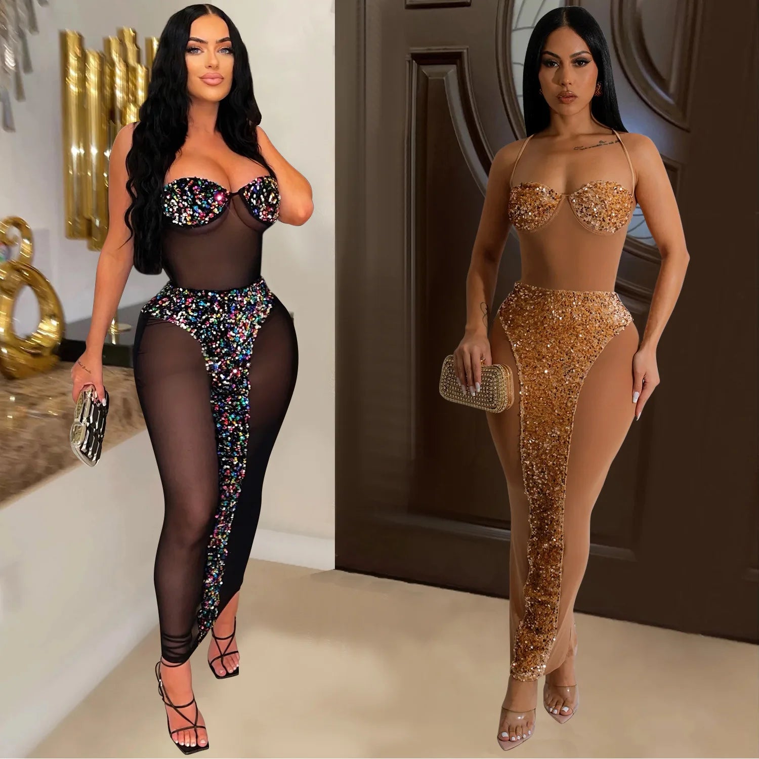 Sequin Mesh Sheer Party Dress Women Sexy Club Prom 2023 Summer Female Luxury Long Dress Elegant Evening Birthday Vestido Tunics Business professional Sequin Mesh Sheer Party Dress Women Sexy Club Prom 2023 Summer Female Luxury Long Dress Elegant Evening Birthday Vestido Tunics Business professional