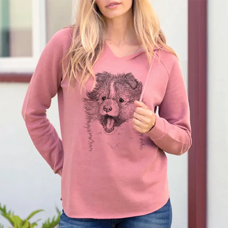 Dylan the Shetland Sheepdog - Cali Wave Hooded Sweatshirt Hoodie with Neon Bright Vibrant Dylan the Shetland Sheepdog - Cali Wave Hooded Sweatshirt Hoodie with Neon Bright Vibrant